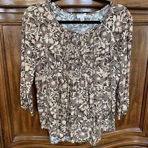 Brown print 3/4 Sleeve Tunic Top